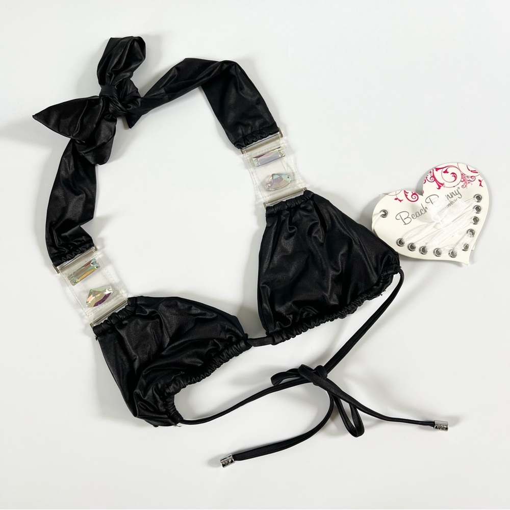 Beach Bunny black rhinestone swimsuit top M